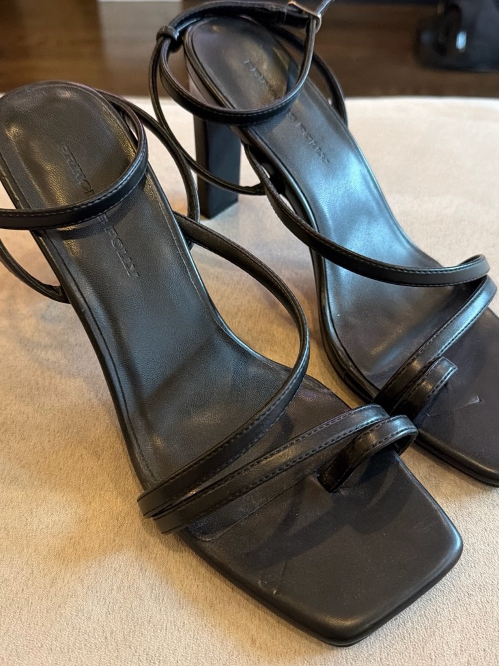 Princess Polly Black Strappy Square-Toe High Heel Sandals